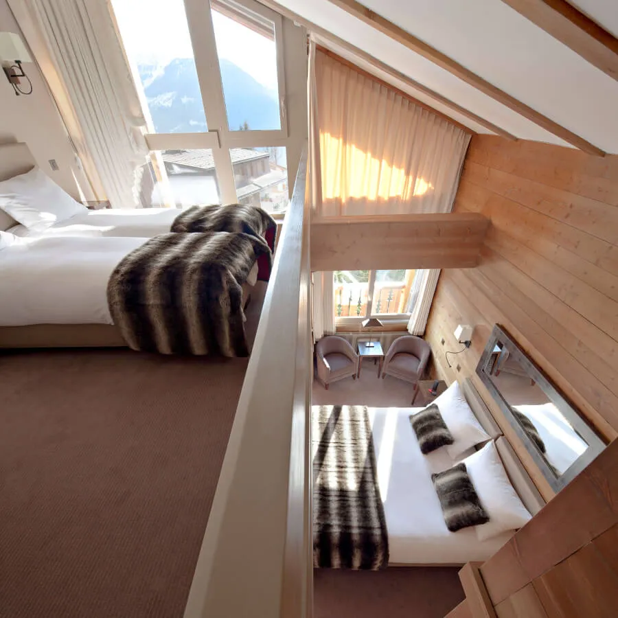 Family Suite 45sqm with mezzanine bedroom and balcony, Verbier