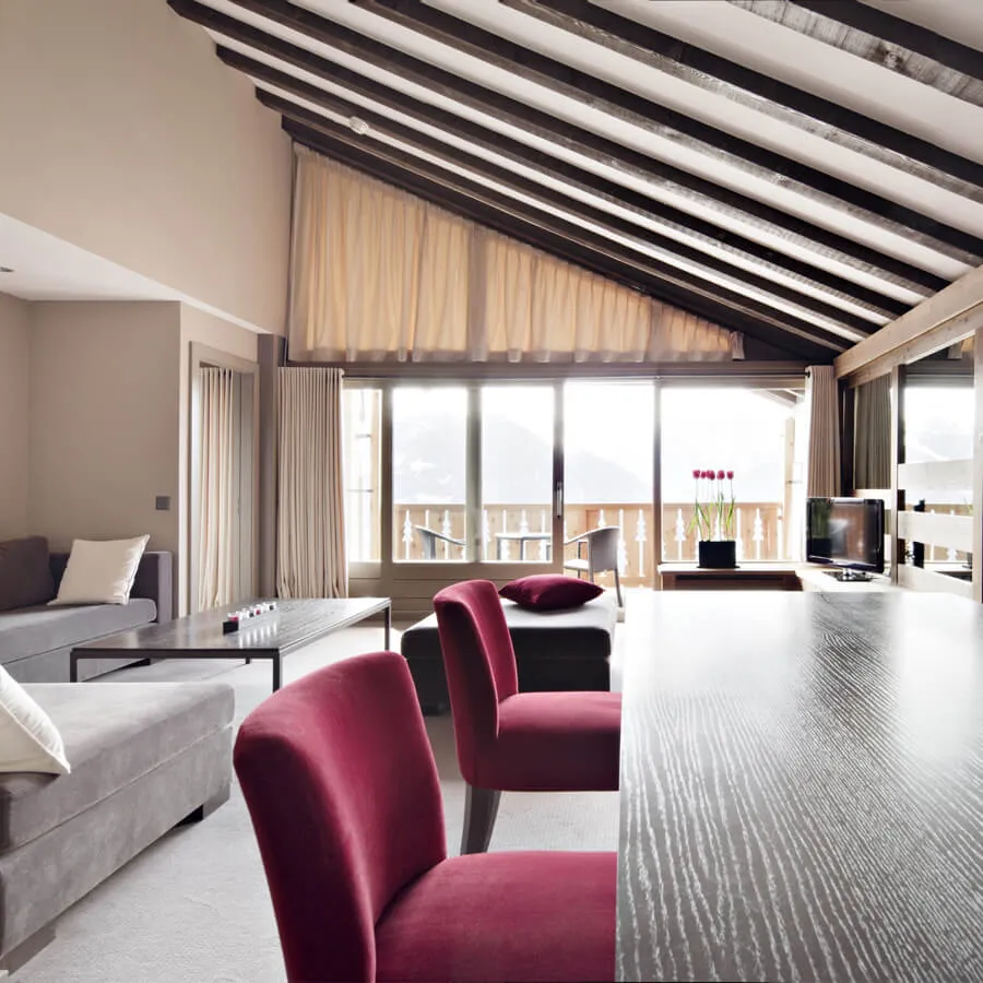 Penthouse interior at Hotel Vanessa Verbier, Swiss Alps